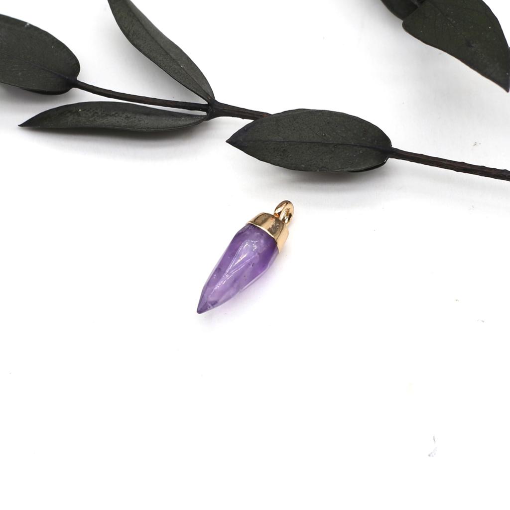 1шт граненый натуральный камень конус кулон маленький кристалл розовый кварц сплав подвески для изготовления ювелирных изделий DIY ожерелье серьги аксессуары 6x19 мм