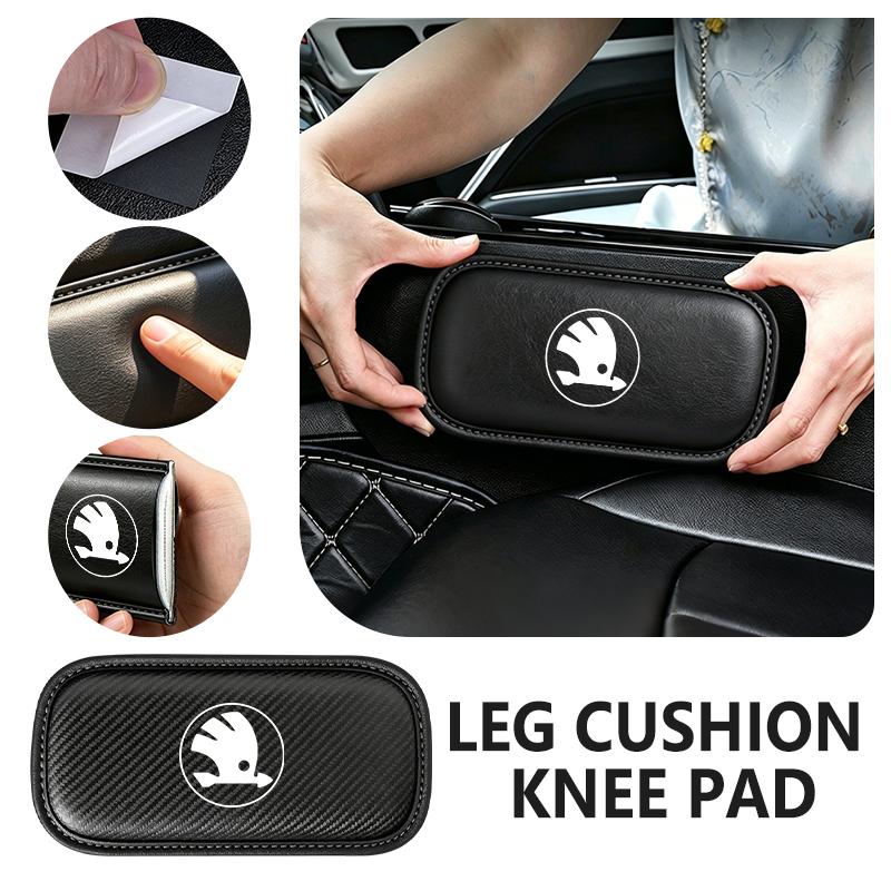 For Skoda Car Interior Leg Knee Rest Pad Leather Cushion Accessories Octavia A5 A7 RS Fabia Superb Rapid Karoq JC6