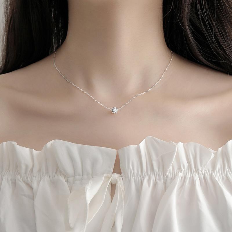 Круглое колье с бриллиантами-вспышками, женское, дизайн ниши, легкая роскошь, универсальная летняя цепочка на ключицу, простой подарок для девушки
