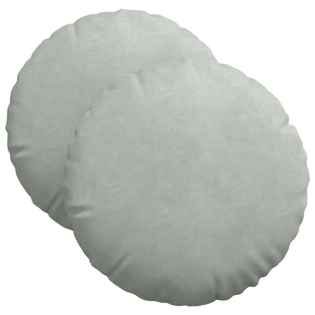 Seat Cushion 2 Pieces Light Grey Ø 40 x 13 cm Velvet