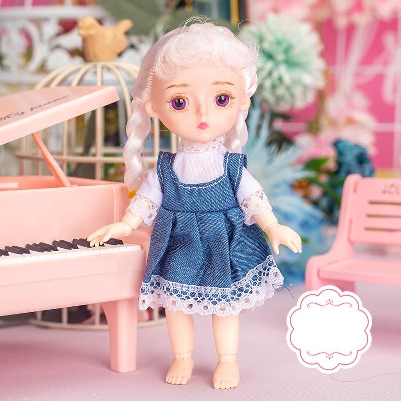 Мини-подвижная 13-шарнирная кукла 15 см, игрушка для девочек, 3D большие глаза, BJD принцесса, полная одежда, коллекция платьев, детская кукла в подарок