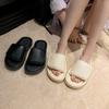 Summer Slippers Women Wear Thick-soled Velcro Fashionable Simple Stepping On Shit Versatile Cloud Bread Beach Women Sandals