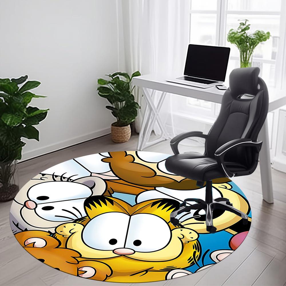 Garfield Pets Office Round Area Rug, Indoor Mat Suitable For Office, Under Office Chairs Bedroom Living Room Home Decor, DT1212085
