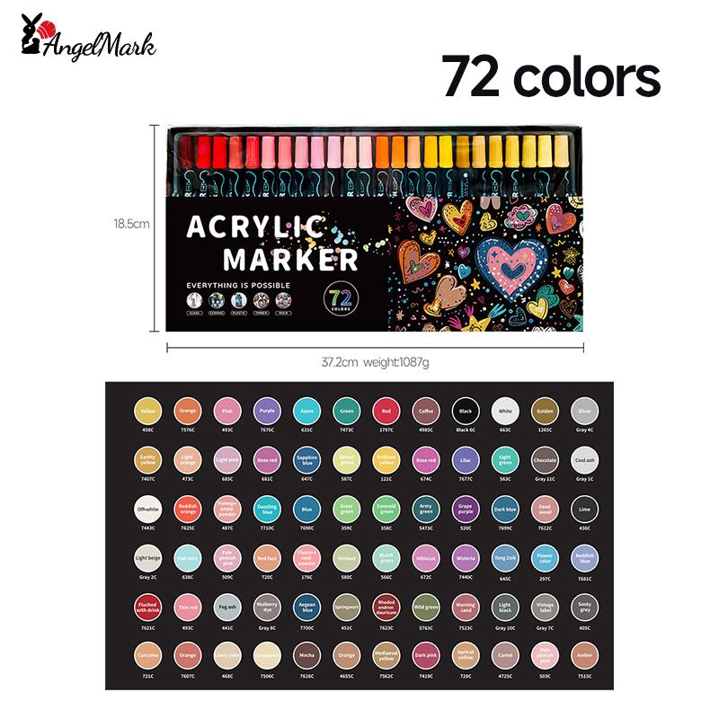 12/24/36/48/72 Colors Dual Tip Acrylic Paint Pens Markers for Wood Canvas Stone Rock Painting Glass Ceramic Surfaces DIY Crafts