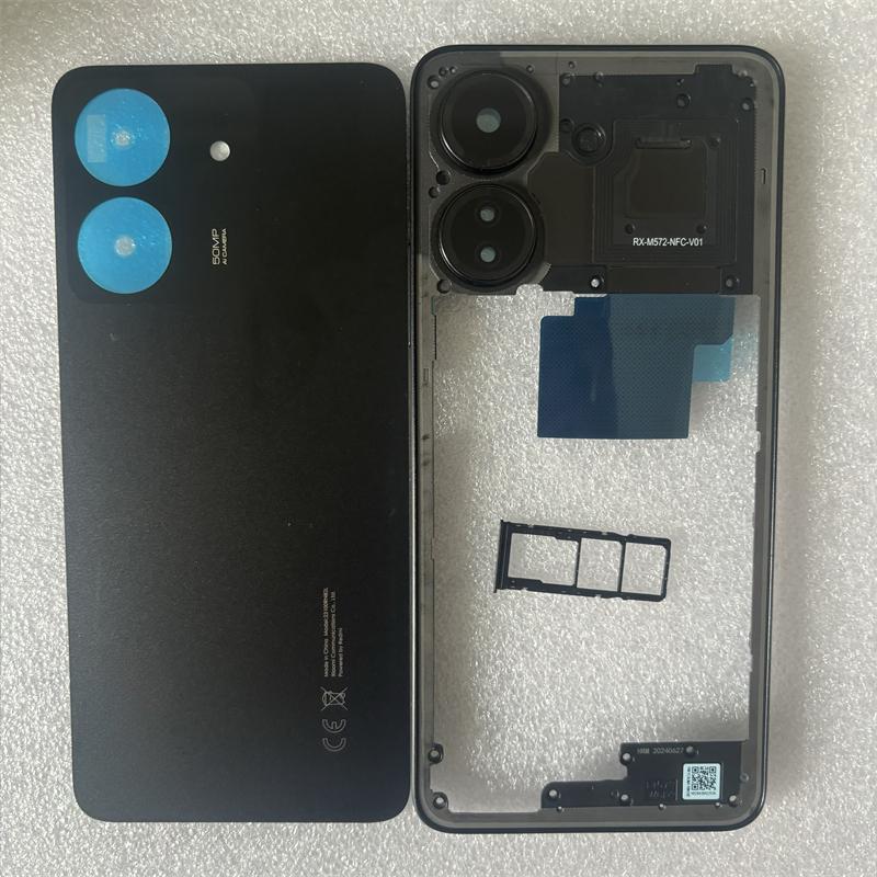 Корпус Чехол Для Xiaomi Redmi 13C 4G Средняя Рамка Задняя Крышка Аккумулятора Задняя Лоток Для SIM-карты Объектив Камеры