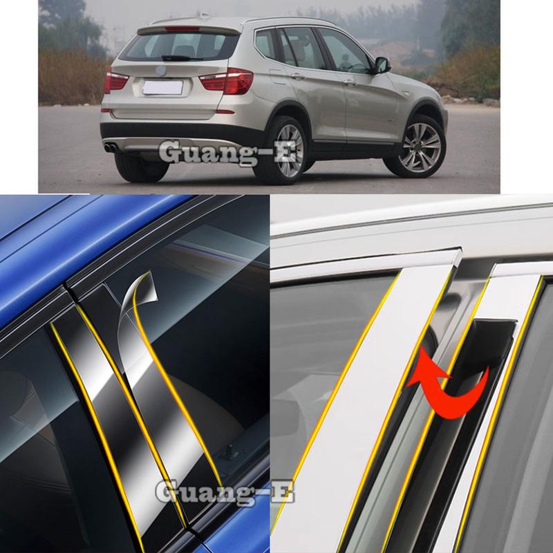 Car TPU/Glossy Mirror Pillar Post Cover For BMW X3 XDrive 25i 28i 30i 2011 2012 2013 2014 2015-2018 Door Trim Window Sticker