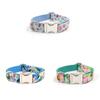 Pet Collar With Silver Buckle For Small Dogs Cotton Material Cute Flower Pattern Breathable Design