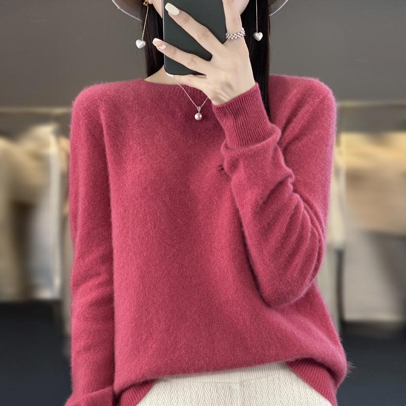 DAFIFY Женская мода повседневная осень-зима однотонный принт длинный рукав O-образный вырез свитера