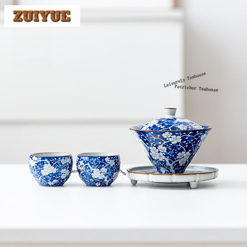 Hand Painted Ice Plum Tea Set Complete Set Luxury Tea Ceremony Set Tea Soaking Teapot And Tea Cup Set Drinkware Decoration Craft