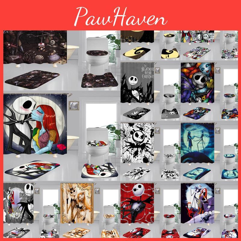 The Nightmare Before Christmas Bathroom Set With High Quality Shower Curtain And Mats