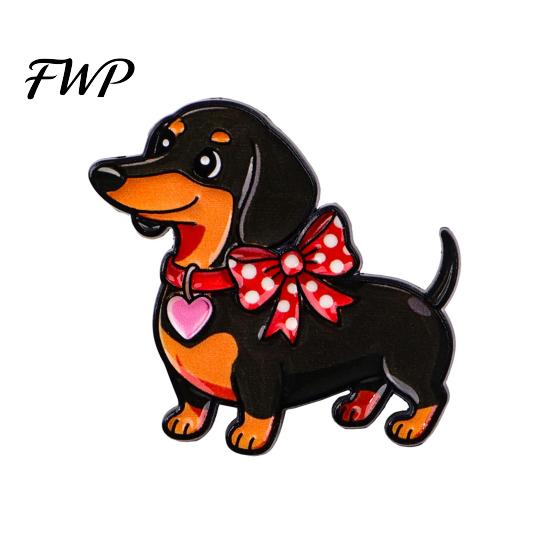Zinc Alloy Brooch Decorative Enamel Dachshund Design Lapel Pin Textured Sweater Dress Suit Badge Versatile Outfit Accessory