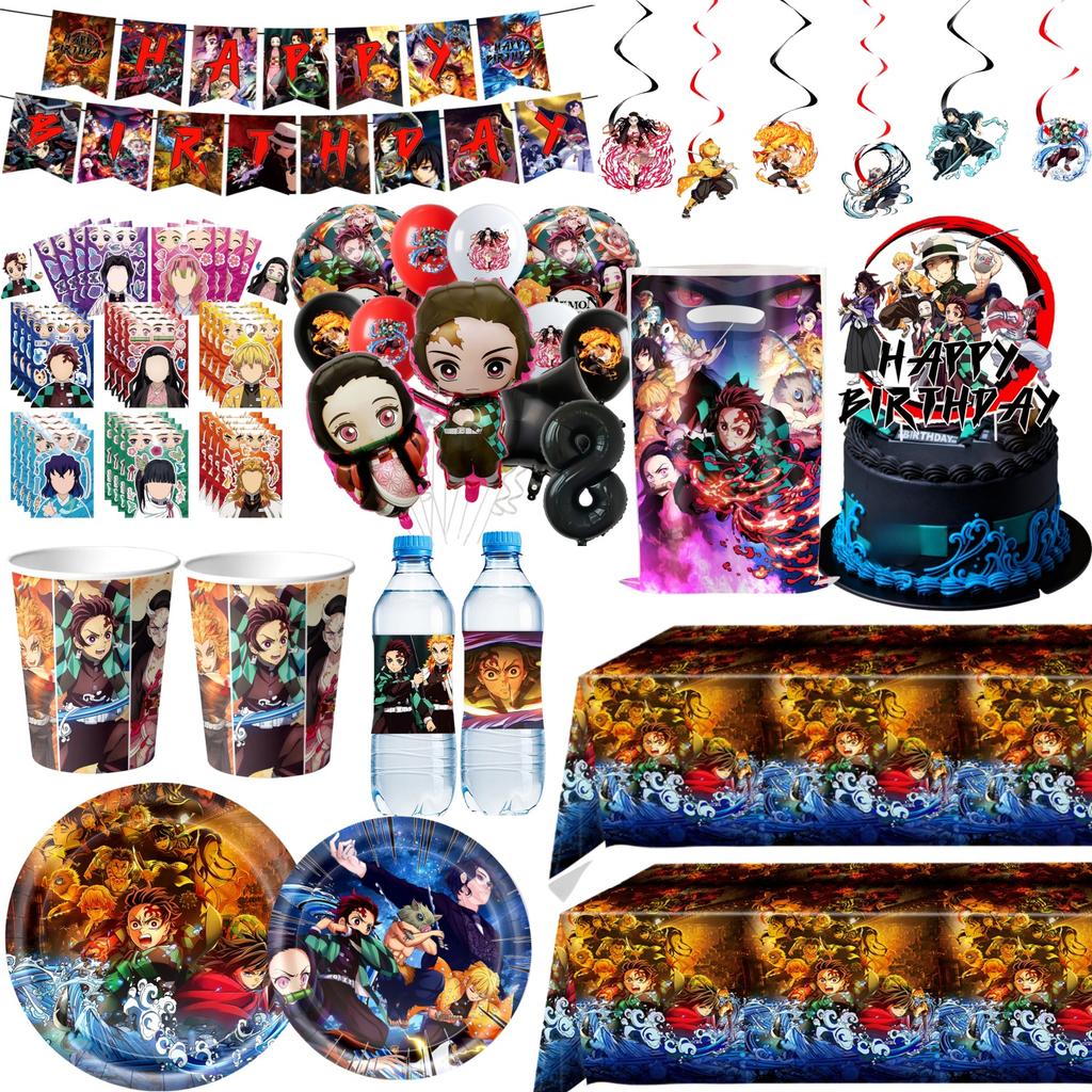 Anime Demon Birthday Party Decoration Disposable Tableware Plate Tablecloth Cup Napkin Baby Shower kids Party Favors Supplies