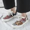 Spring New Checkerboard Plaid Splicing Men's and Women's Shoes Canvas Shoes Lace-up Sports Student Couple Board Shoes