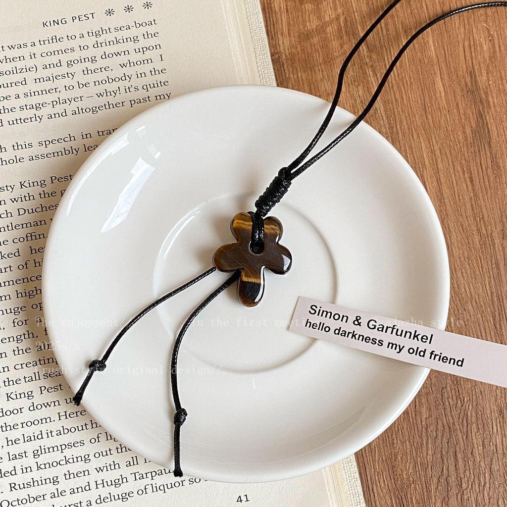 Ожерелье Han Luo с тигровым глазом, покрытое 18-каратным золотом - Ретро, Высококлассный аксессуар на ключицу