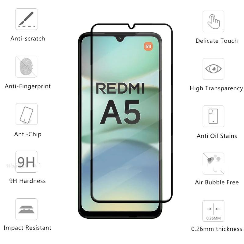 4 PCS For Redmi A5 Glass Xiaomi Redmi A5 Tempered Glass Full Cover Glue HD 9H For Screen Protector