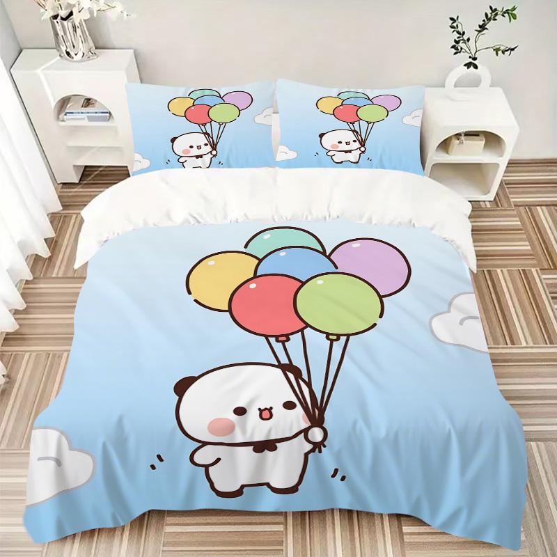 Balloons Cute Bear Print 3Pcs Bedding Setduvet Cover With 2 Bedropillowcase Home Birthday Gift