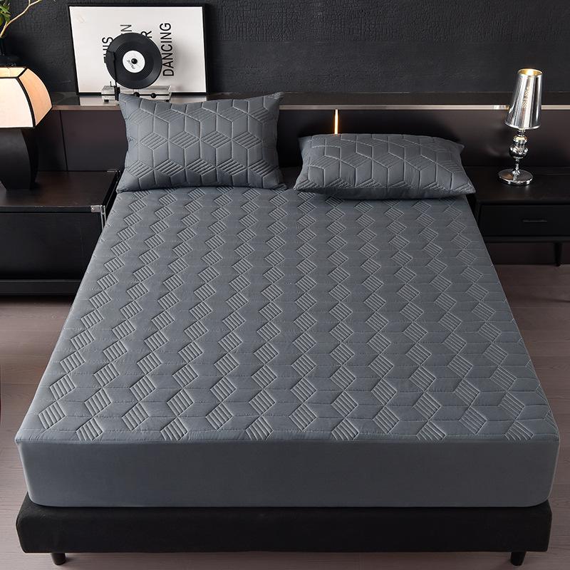 1 шт. Водонепроницаемый чехол-протектор для матраса однотонный стеганый с геометрическим узором, из утолщенной прочной ткани для дома и общежития, гладкая текстура