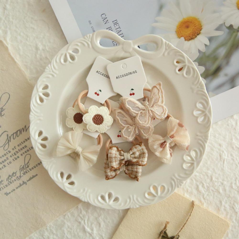 10 шт. милые эластичные резинки для детей, девочек, банты, цветочные головные уборы, резинки для волос, банты