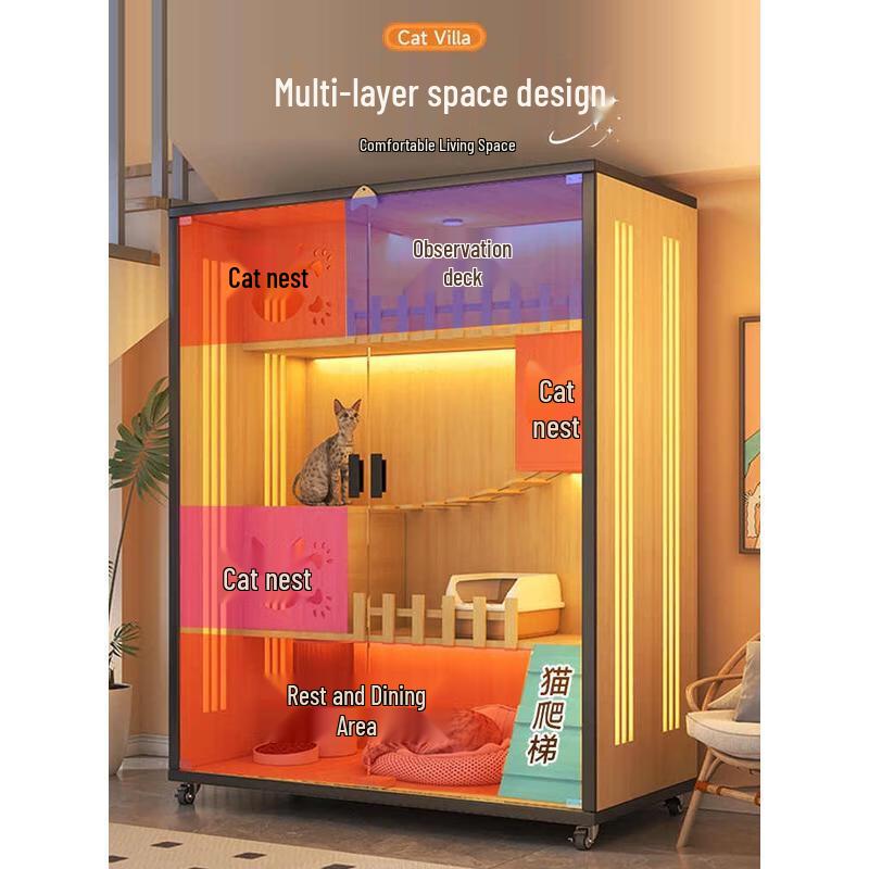 HANDUNYOU Luxury Detached Wooden Cat House