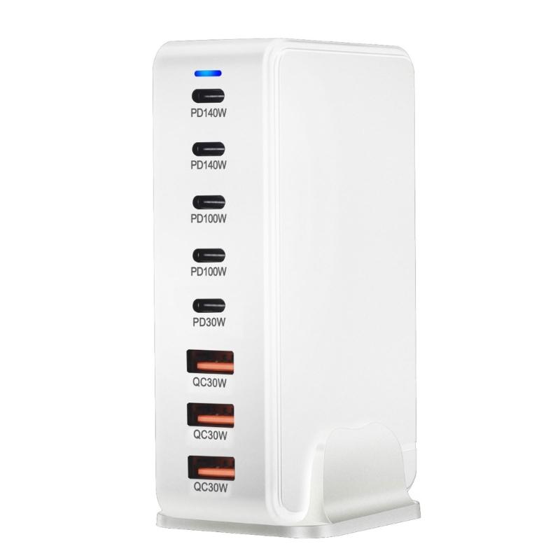 600 Вт Настольные GaN Зарядные устройства USB C USB A Зарядная станция Настольная Многопортовая для Быстрых Зарядных устройств Адаптер Питания для Ноутбука