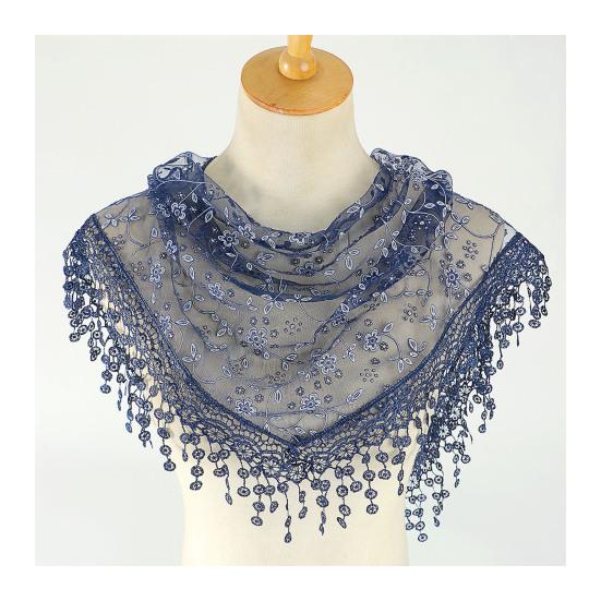 Stylish Flower Pattern Decorative Solid Color Summer Women Lace Elegant Shawl Daily Wear Scarf