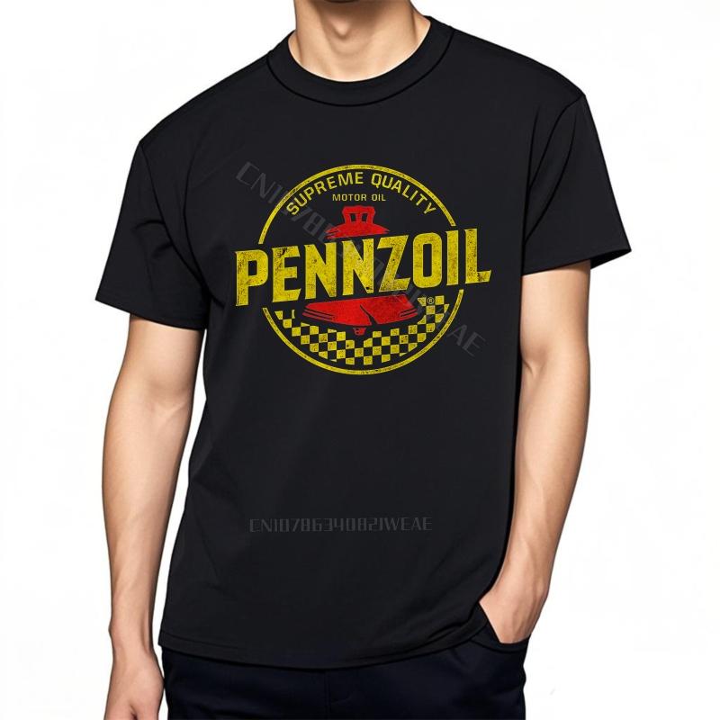Teeshirts Soft Basic T Shirt Pennzoil Logo On Black Casual Plus Size Tshirt Classic Daily Wear Solid Color Tshirt
