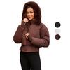 Women’s Jackets Faux Fur Hooded Long Sleeves Thickened Warm Short Coat Fashion Style Fitted Waist Zipper Outwear