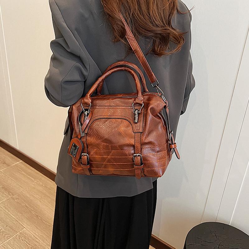 Контрастные цвета молнии PU Мягкая поверхность сумки с верхней ручкой Повседневные большой емкости женские сумки