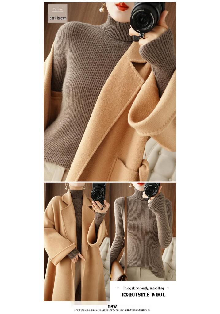 Women's Thickened Slim-Fit High-Neck Sweater - Autumn/Winter Pullover Knitted Base Layer with High-End Feel