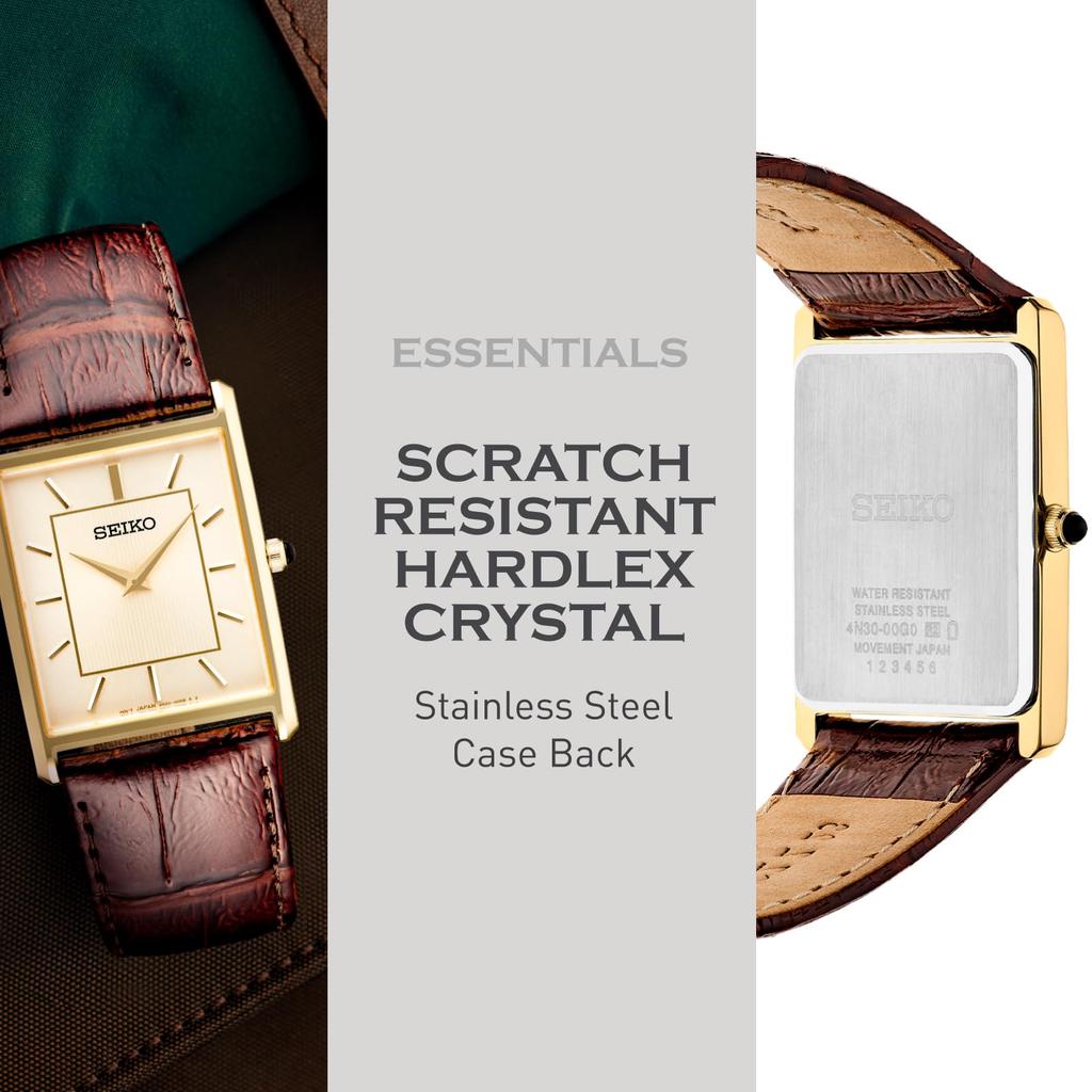 Seiko Мужские Классические Часы SWR064 Нержавеющая Сталь Кварц Кожаный Ремешок Коричневый Размер 10