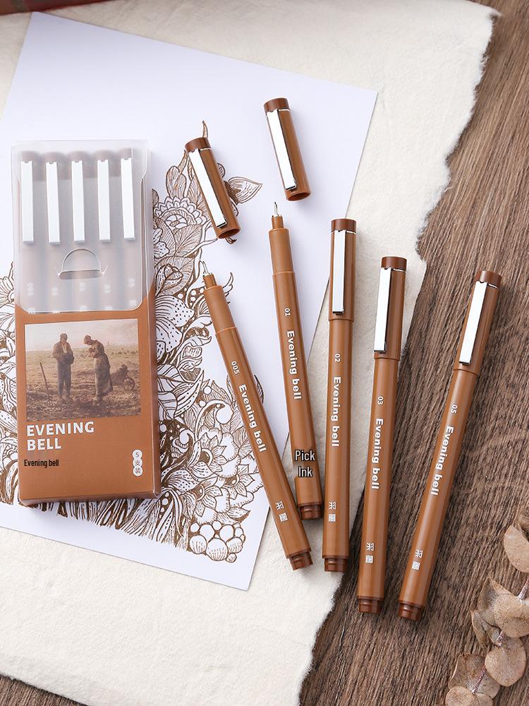 Водостойкий коричневый линер Cai Mo: Вечерний звон Техническая ручка для манги и эскизов
