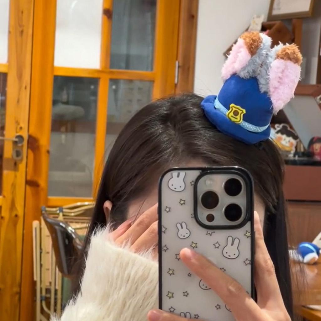 Cute Judy Rabbit Police Officer Plush Hat Hairpin For Children And Adults, Hairpin And Hairband Decorations