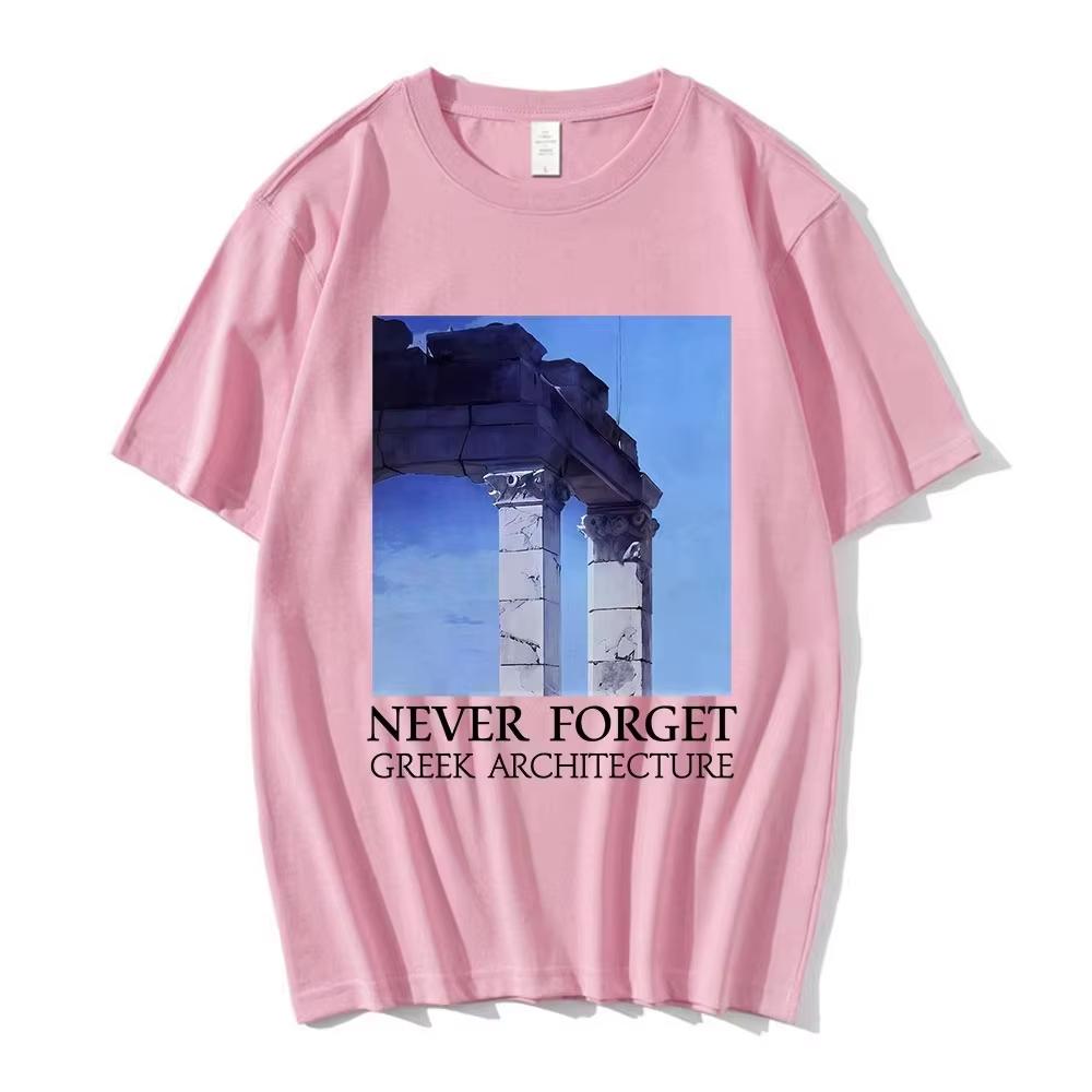 NEVER FORGET GREEK ARCHITECTURE Tshirts Unisex Women Oversized Short Sleeves Crew Neck Tee Unisex Fashion Streetwear Tops