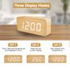 Wooden Digital Clock with Led Night Light Electronic Mute Table Clock with Temperature Display Bedside Home Decor Alarm