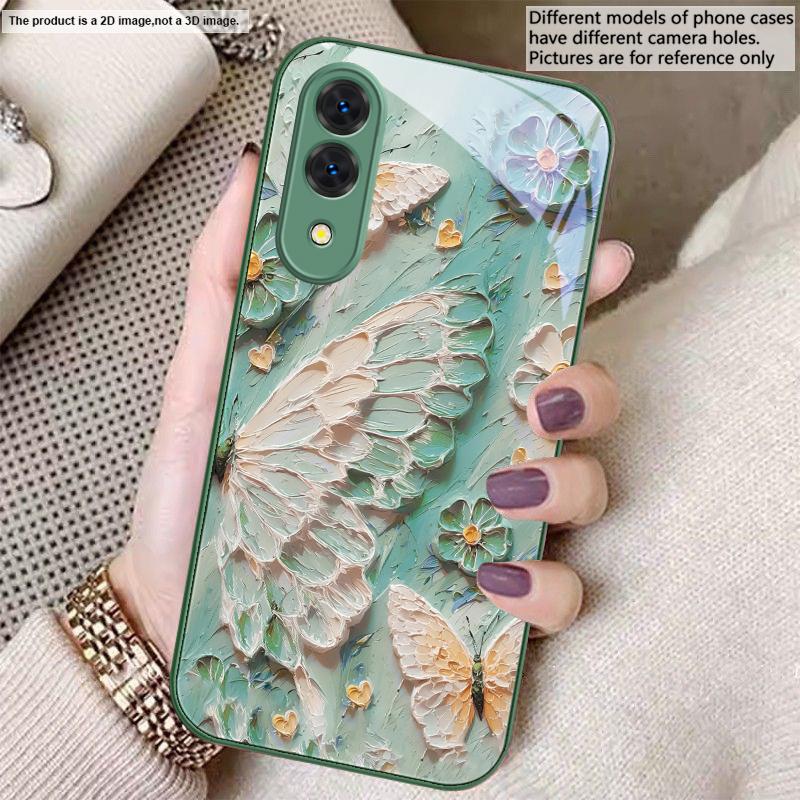 Масляная живопись бабочка Для Samsung S26 S22 S8 S9 S10 S20 Ultra S21 Pro S22 Plus S23 FE S24Ultra S25 Edge S24+ Стеклянный чехол для телефона