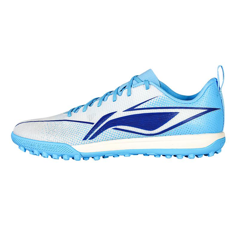 Li Ning Искусственный газон Амортизация Скольжение Устойчивость к истиранию Футбольные бутсы Мужские Флуоресцентный небесно-голубой YSTV011-5