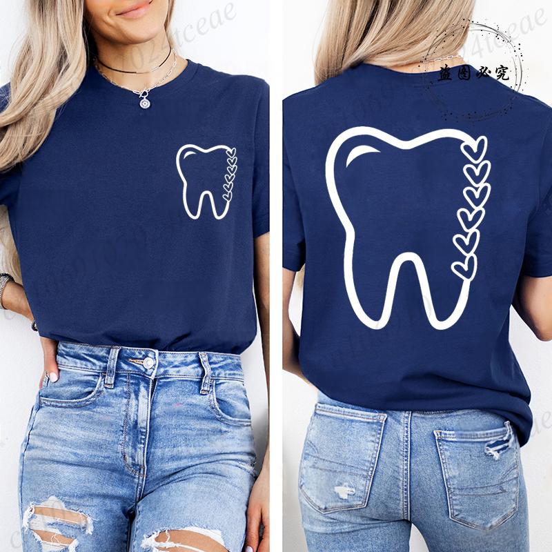Women Dental Graphic T Shirt Clothes Funny Letter Print T-Shirts Short Sleeve Tee Shirts Summer Fashion Female T-Shirts Clothing