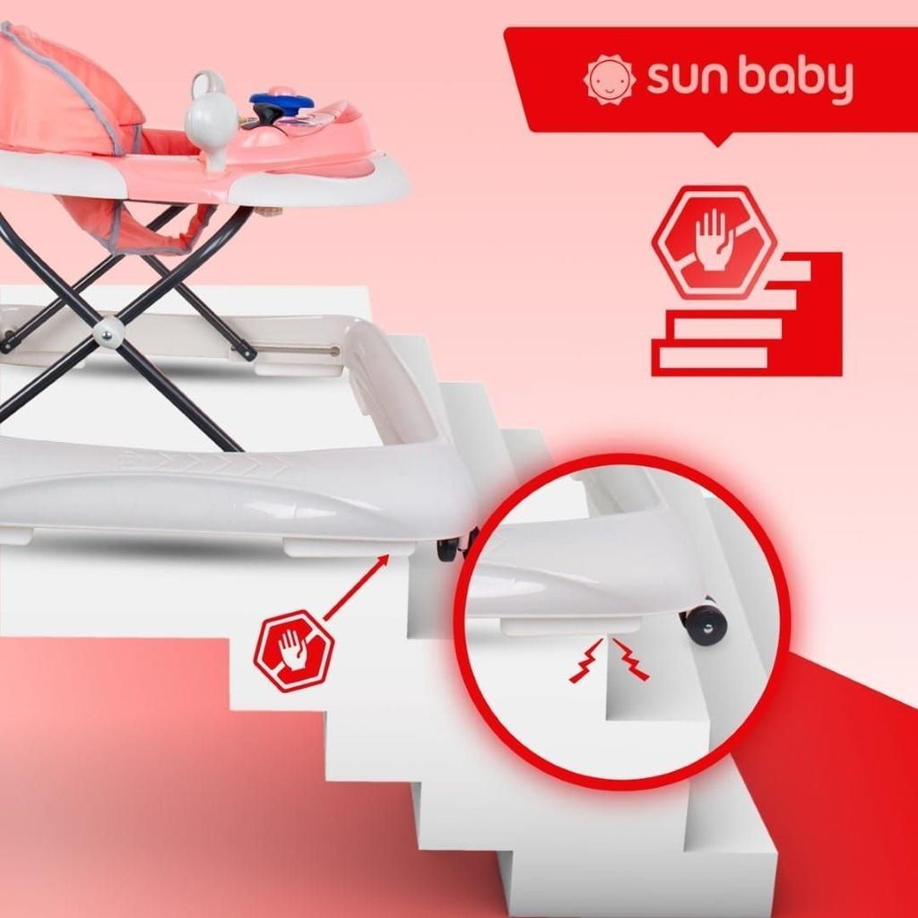 Sun Baby Interactive Baby Walker with Activity Center Pink and Gray
