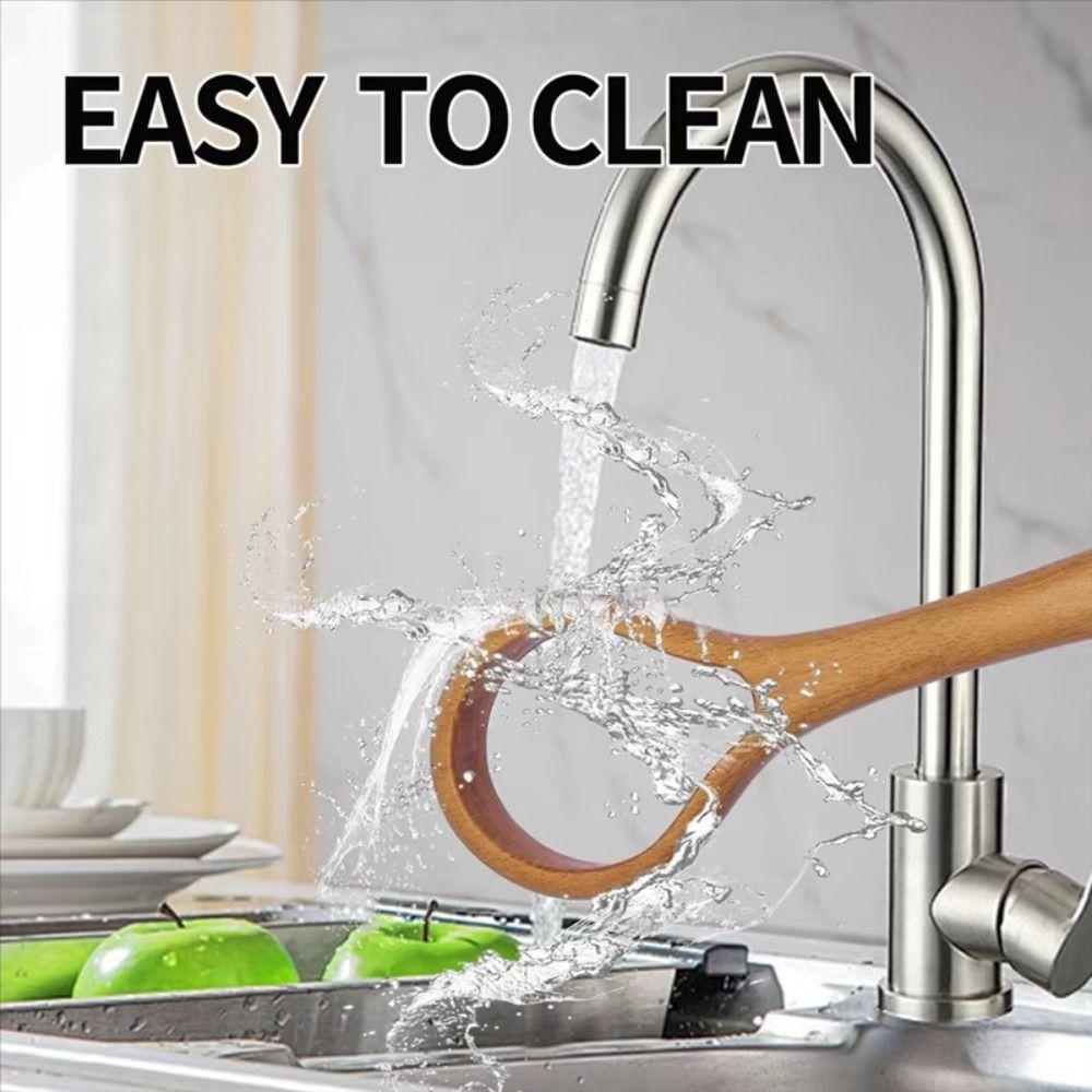 Long Handle Wooden Dough Whisk Comfortable Grip Manual Stirring Rod  Biscuits Preparation