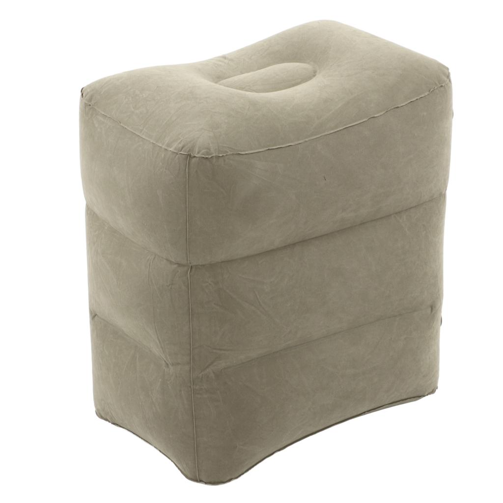 Inflatable Foot Rest Promote Blood Circulation Relieve Fatigue PVC Flocking Inflatable Footrest Cushion for Travel Dark