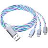 Универсальный USB-кабель 3-в-1 с текущим светодиодным индикатором для зарядки телефона, с разъемами для Apple+Type C+Micro USB