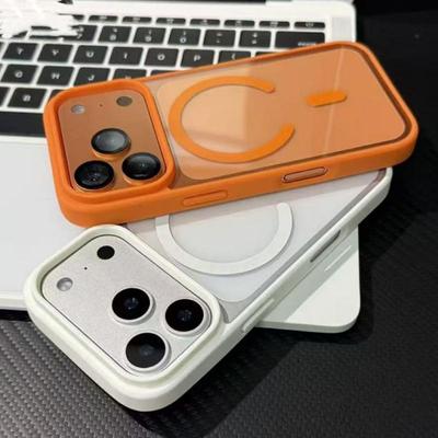 Оранжевый Магнитный Чехол Для Телефона Magsafe Для iPhone 17 16 15 14 13 12 11 Pro Max Беспроводная Зарядка Акриловый Жесткий Защитный Чехол