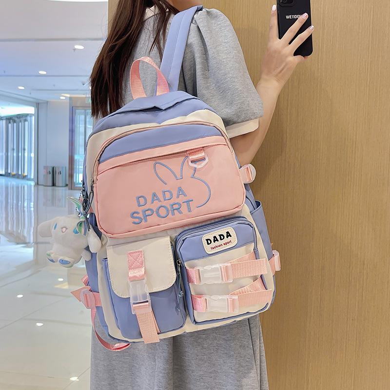Backpack for Middle School Students, Korean Style Trendy Color-blocking Backpack