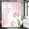 Mother's Day Pink Tulip Text Shower Curtain, Bathroom Decorative Shower Curtain, Waterproof Shower Curtain with Hooks