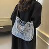 Vintage Denim Tote Bag Large Capacity Handbag Women's Shoulder Crossbody Bag