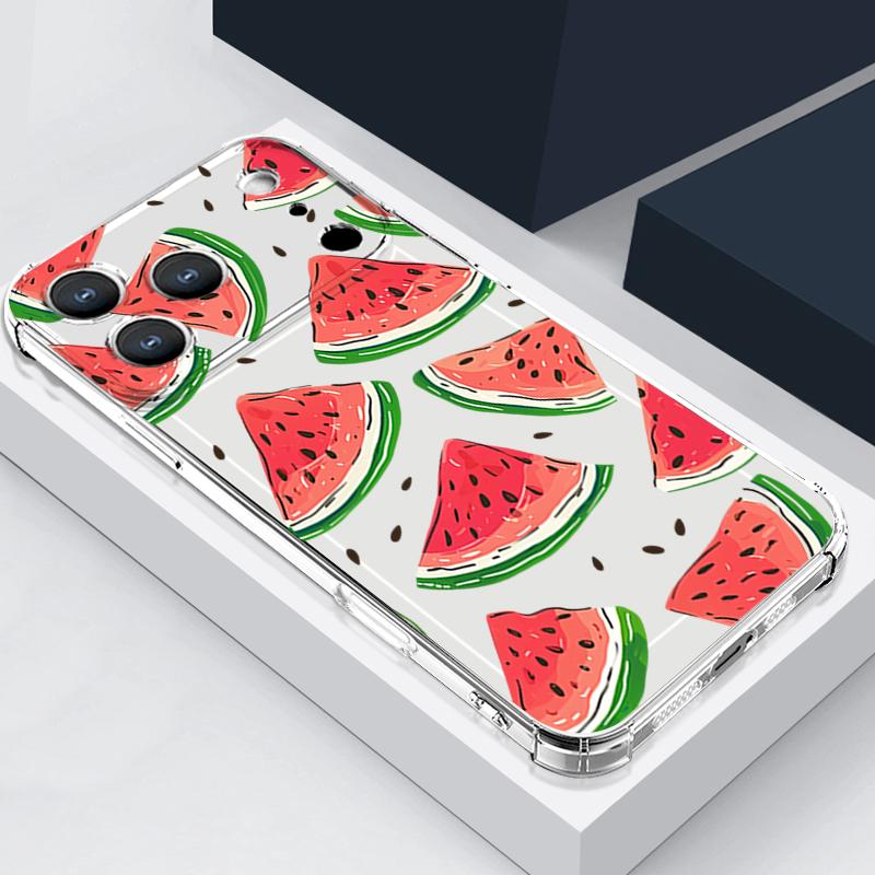 Силиконовый чехол для телефона с рисунком вишни Для iPhone 17 Pro Max 16 15 Pro Max 14 13 12 Pro Max 11 Ударопрочный Мягкий ТПУ Прозрачная крышка