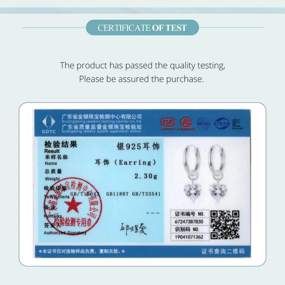 WOSTU Original 925 Sterling Silver Heart Hoop Earrings Luxury Jewelry Earrings 10mm For Women Fine Jewelry Party Daily Gift