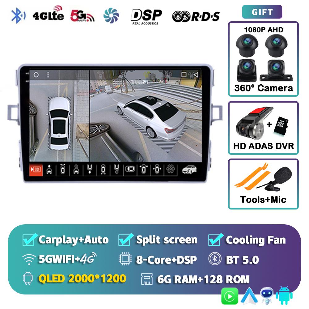 Android 14 Автомагнитола Carplay Для Toyota Verso R20 2010-2013 2014-2016 Мультимедийный проигрыватель GPS Навигация Головное устройство 2din Стерео DSP