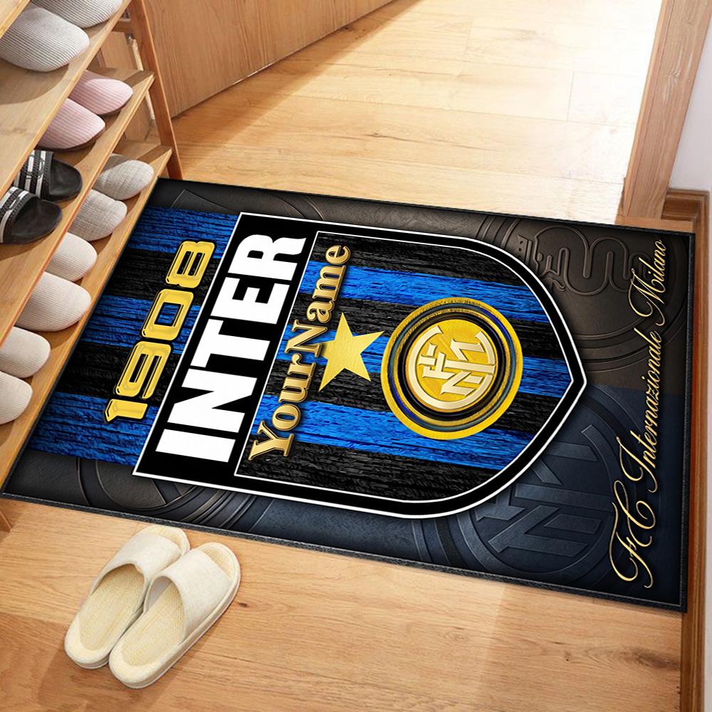 Inter Milan Personalized Name Carpet Design for Kitchen Playrooms Decorate room Dormitory Anti-slip Rug Anime Office Decor Best for Christmas