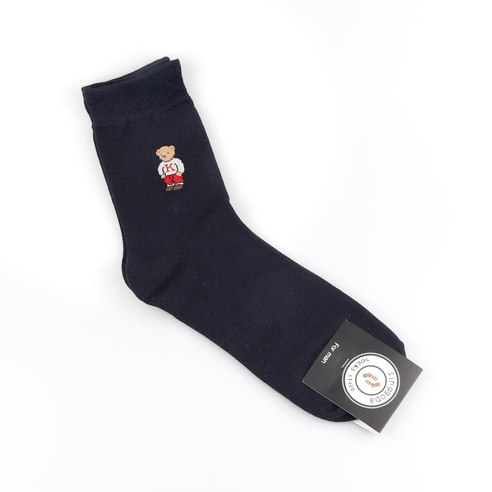 1 пара мужских носков с изображением мультяшного медведя в простом стиле, удобные дышащие носки до середины голени, спортивные модели Campus, хлопковые носки